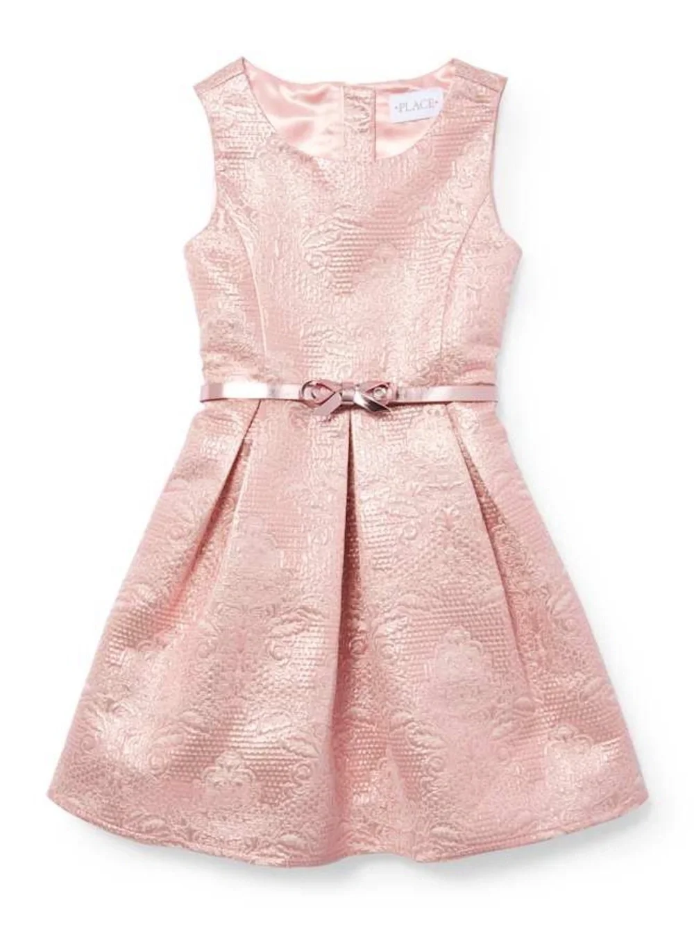 The Children's Place Rose Gold Metallic Woven Jacquard Dress, Size 6X/7